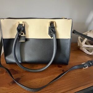 Madison West Black and Cream Satchel